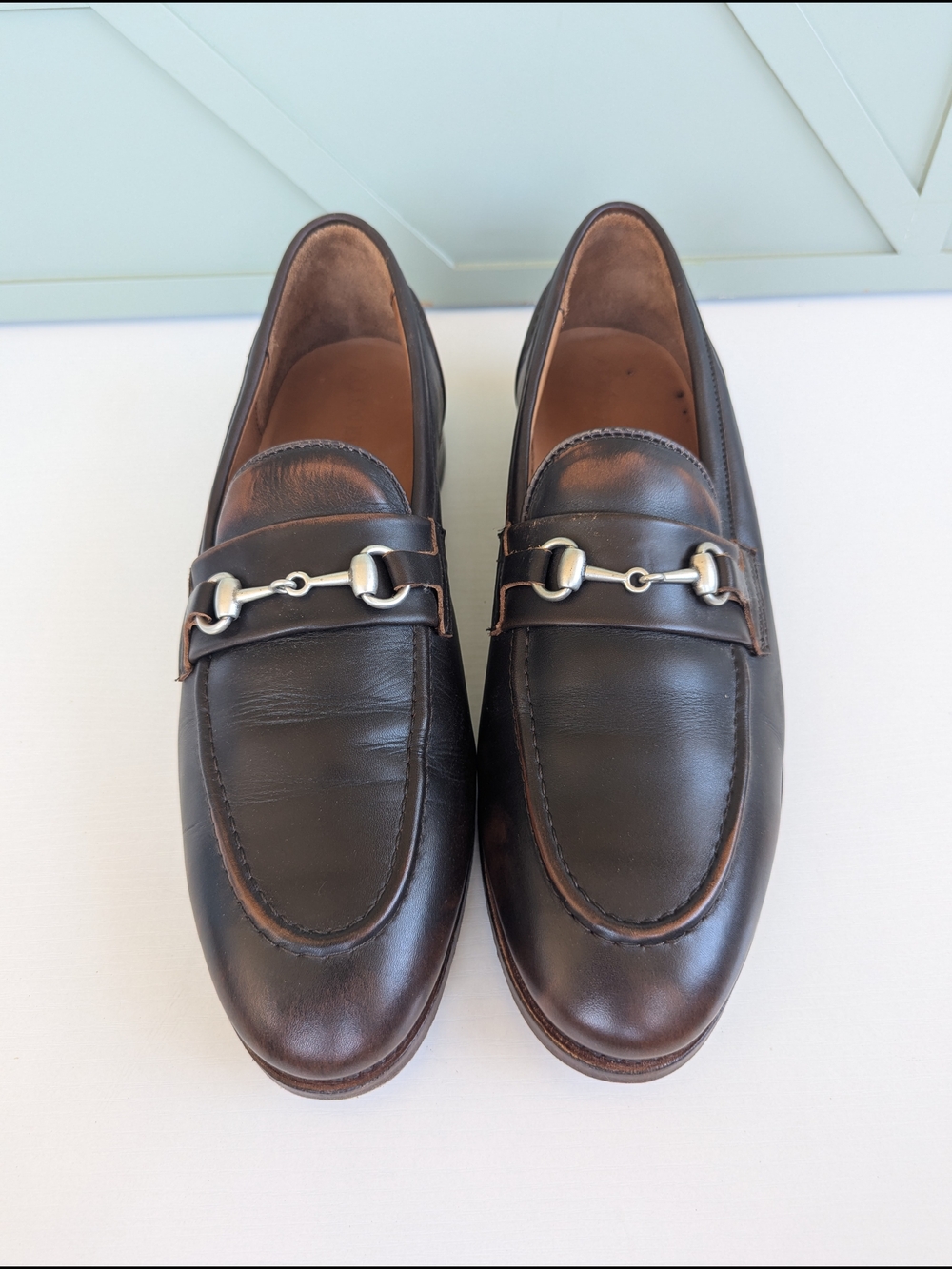 Allen Edmonds Brown Leather Bit Loafers with Silver Hardware - Picture 3 of 13